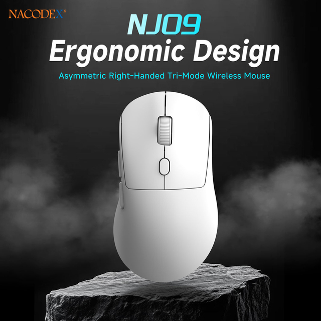 AJAZZ NJ09 Tri Mode Wireless Gaming Mouse 71G Lightweight Right Handed Ergonomic Shape 8000 Max Dpi For Competitive Gamer