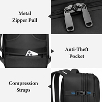 Sac à dos pour articles personnels approuvé par la TSA, sac de voyage extensible avec 3 cubes de rangement, bagage résistant à l'eau pour hommes et femmes