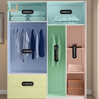Armoire de chambre autoportante avec options de portes battantes et coulissantes, quincaillerie de support complète, montage facile, meuble personnalisé
