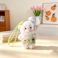 Porte-clés en peluche mouton chef mignon en gros, pendentif en peluche, mascotte de dessin animé personnalisée, jouet en peluche agneau pour cadeau