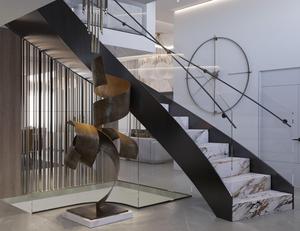 Panda Tự Nhiên Đá Cẩm Thạch Trắng Cầu Thang Cong Bước Sang Trọng Cầu Thang Xoắn Ốc Trong Nhà Thiêu Kết Đá Cầu Thang Gỗ Tread - Product Image 4