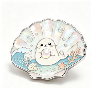 Broche en émail perlé en forme de coquillage, épinglette de dessin animé, décoration animale marine, accessoire cadeau - Product Image 4