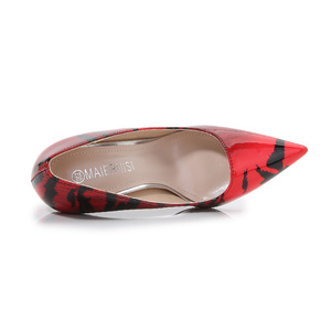 Chaussures à talons pour femmes, nouveau Design, bon marché, en gros, en cuir verni, imprimé léopard, à bout pointu - Product Image 5