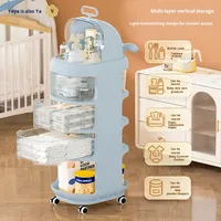 Étagère de rangement pour chambre d'enfant en forme de baleine mignonne, chariot roulant en plastique mobile avec roues, chariot organisateur de jouets et de collations de grande capacité