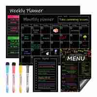 Tableau magnétique portable effaçable à sec et tableau noir UCI Modern Black pour les chambres d'enfants, usage domestique, liste de choses à faire, planificateur