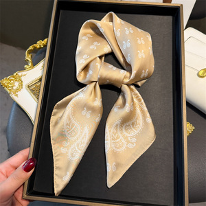 <span class=keywords><strong>Foulard</strong></span> carré en satin effet <span class=keywords><strong>soie</strong></span> Paisley pour <span class=keywords><strong>femme</strong></span> 70x70cm, bandana vintage noir Paisley pour cheveux, cou et sac OEM/ODM - Product Image 5