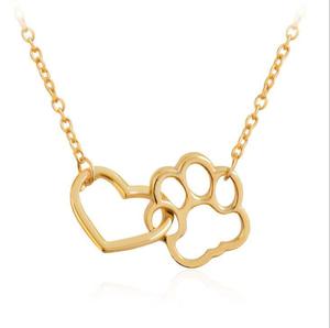 Csja — collier avec pendentif patte et cœur, bijoux à la mode, pendentif, avec patte de chien, G1358 - Product Image 6