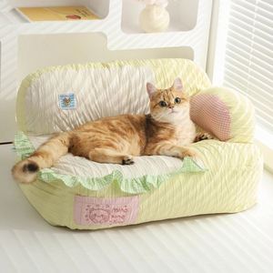 Modern Rectangle Soy Milk Mochi Cat <b>Sofa</b> & <b>Bed</b> Eco-Friendly Anti-Slip Non-Sticky Detachable Washable All Seasons Pet <b>Bed</b> - Product Image 1