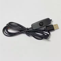 Câble d'extension d'alimentation USB 5V de haute qualité avec interrupteur à bouton-poussoir 501 pour fils étamés ouverts, idéal pour bande lumineuse LED de Noël et lampe