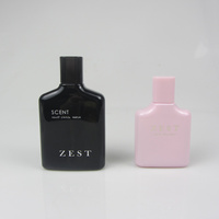 Flacon de parfum en verre de luxe personnalisé avec pulvérisateur à pompe plat, design unique, 100 ml, carton