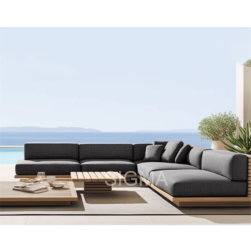 All Weather Patio Modern Luxury Hard Solid Teak Wooden Frame Outdoor