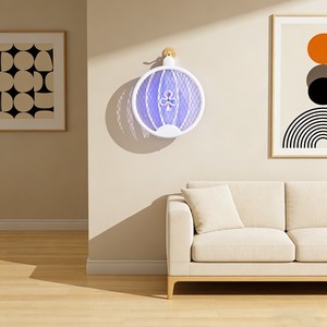 Raquette électrique anti-moustiques pliable, puissant tueur de moustiques 3-en-1, lampe anti-moustiques domestique rechargeable, batterie rechargeable - Product Image 1