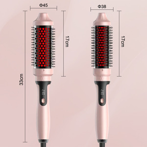 Nuevo Rizador de Pelo Iónico Eléctrico Rosa de Doble Voltaje con 1 Ajuste de Temperatura, Cepillo Térmico de Nylon Calentado para Uso Doméstico - Product Image 5