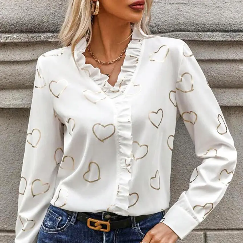 Camicetta elegante personalizzata per, donna di alta qualità da ufficio camicia a manica lunga Button in Chiffon bianco camicia attillata/