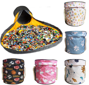 Boîte de rangement portable pour jouets, grand tapis de jeu et panier de rangement de jouets, boîte de rangement de jouets de bébé, à l'intérieur et en extérieur - Product Image 5