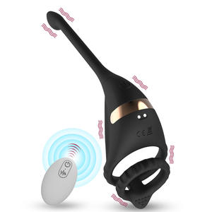 Anillo vibrador de silicona de 10 frecuencias con control remoto por aplicación, doble bloqueo y tapón anal para adultos. - Product Image 3