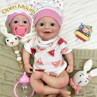 Poupée bébé réaliste de 17 pouces, en silicone, corps entier, yeux ouverts, bouche ouverte, cadeau pour bébé