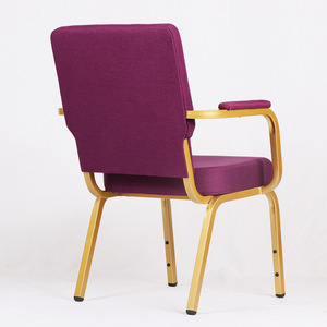 Silla de Iglesia de Tela de Alta Calidad al por Mayor, Diseño Apilable, Resistente al Fuego, con Reposabrazos de Metal Morado, Ecológica, Comercial - Product Image 4