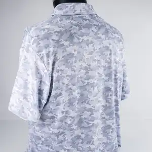 Topverkoop Golfkleding Muscle Tops 100% Katoen Design Op Maat Gemaakt Wit Camouflageprint Golfdri-Fit Polyester Shirt