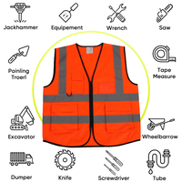 Gilet de sécurité réfléchissant avec poches, couleur fluorescente, coutures contrastées, prix usine de gros