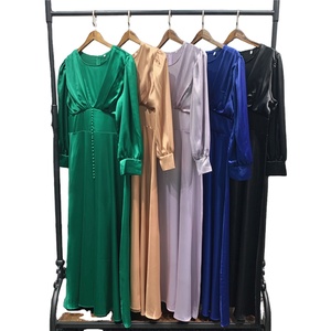 Abaya de Lujo de Dubái, Satén, Cintura Alta, Ropa Islámica, Manga Larga, Vestido Musulmán para Mujer, Elegante Caftán - Product Image 6