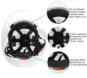 Casco de Seguridad WELTA HDPE Tipo Circular con Ranuras, Ala Completa, Ligero, con Protección Solar, Transpirable, para Construcción - Product Image 6