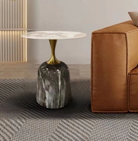Table d'appoint en marbre pour canapé, meuble de salon nordique en bout de thé, lit moderne doré de luxe, table basse en marbre pour le salon