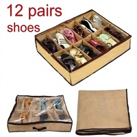 Boîte de rangement pliable transparente pour 12 paires de chaussures sous le lit en non-tissé avec fermeture éclair – Organisateur domestique très vendu