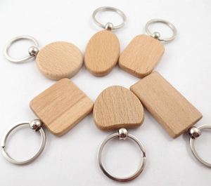 Porte-clés en bois rectangulaire vierge personnalisable pour gravure, en bois naturel non fini, cadeau - Product Image 1