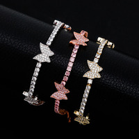 Bracelet chaîne en zircon pour femme, luxe léger et micro-pavé, chaîne papillon en zircon