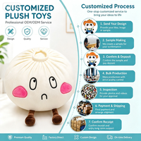 Peluche personnalisée en forme de pain vapeur de dessin animé, jouet en peluche réplique 1:1, jouet en peluche souple en forme de nourriture pour décoration, souvenir, cadeau
