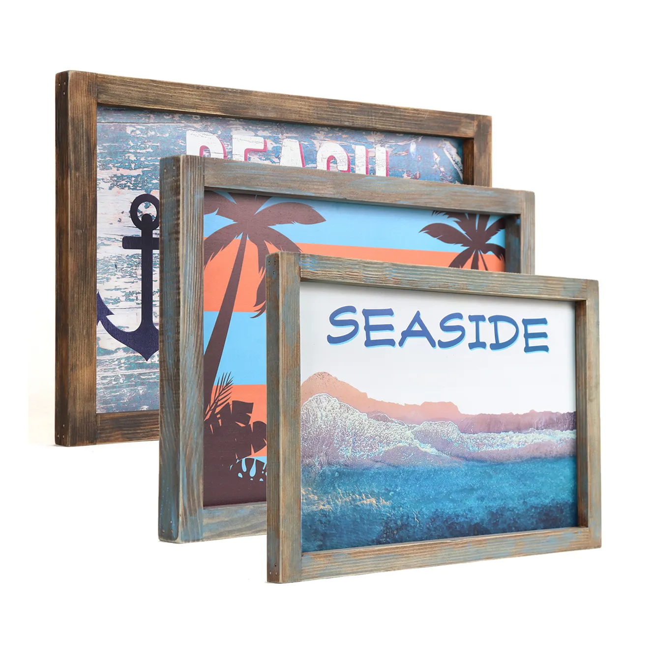 Vintage bord de mer 12x18in Plaque en bois côtier bois signe plage bord de mer Art décor tendance thème nautique