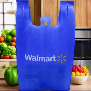 All'ingrosso su misura altamente non tessuto Walmart shopping t shirt sublimazione Eco gilet borsa della spesa riciclata per il supermercato