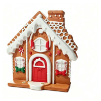 Décorations de Noël personnalisées en fibre de verre, sculpture de maison de Père Noël en pain d'épices pour jardin, hôtel, centre commercial, espaces commerciaux