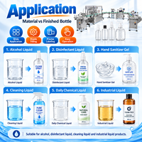 Chaîne de production industrielle automatique multi-têtes (10 têtes) pour le remplissage, le bouchage et l'étiquetage de bouteilles de liquides chimiques, toners et alcool éthylique