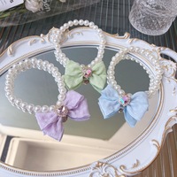 Colliers pour animaux de compagnie en ruban à motif solide de style japonais Design de perles douces pour chiens chats Cross-Border Teddy Bichon Neck Sweet Bow pour
