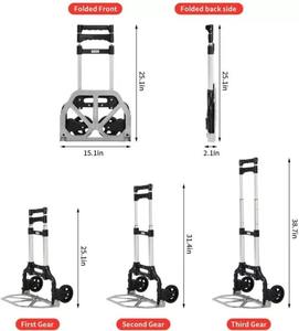 Carro de ruedas silencioso Camión de mano de aleación de aluminio con capacidad de carga de 75 kg Carro de la compra de 6 ruedas OEM personalizable - Product Image 6
