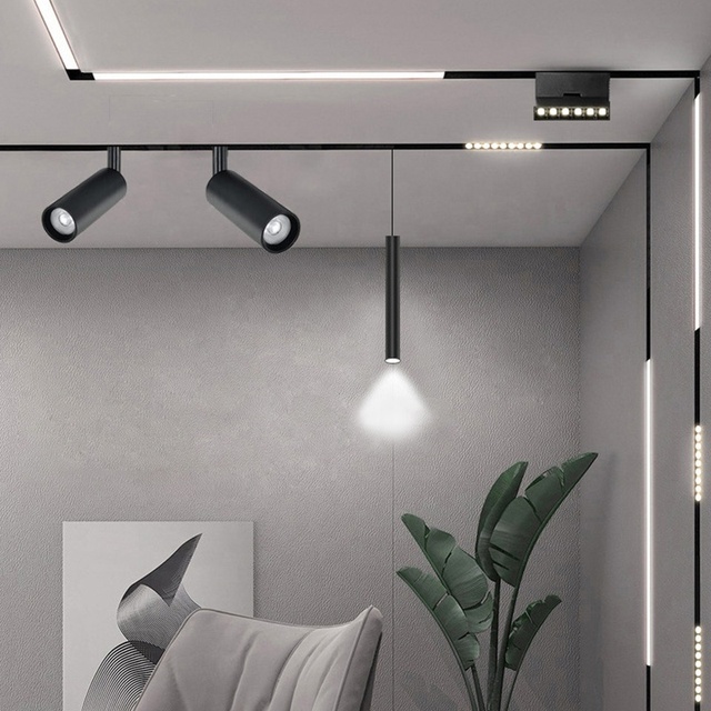 New Design Magnetic Track Light 220V Surface Recessed Pendant LED Spot Light Magnetic Track Rail Magnetic Track Lighting