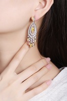 Lanphear Bijoux de mariage Bijoux 9K or blanc imitation diamant boucles d'oreilles breloques en forme de goutte d'eau boucles d'oreilles pour femmes
