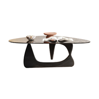Table basse en verre trempé For Style, base en bois noir, triangle, minimaliste, moderne, meubles de salon, table à thé
