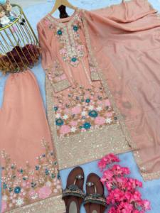 Haut en rayonne lourde de qualité supérieure avec un beau pantalon brodé et en rayonne lourde avec un travail entièrement brodé (entièrement cousu) - Product Image 3