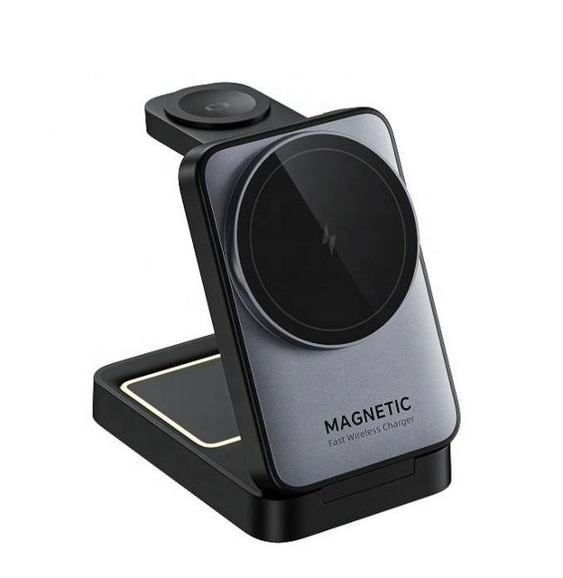 Foldable Magnetic Wireless Charger 3-in-1 Fast Charging Stand & Phone Holder