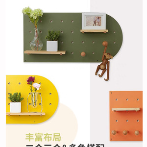 Wooden Pegboard <b>Wall</b> Rack Rectangle Solid Wood <b>Hanging</b> <b>Storage</b> Organizer For Home Office Entryway Customizable Size - Product Image 2