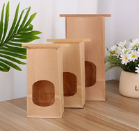 Sac de boulangerie classique en papier kraft écologique avec fenêtre et fermeture à lien métallique, résistant à la graisse, pour l'emballage du pain, des toasts, des beignets et des grains de café