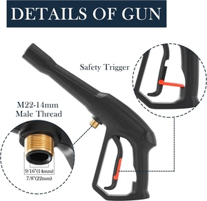 Pistolet de remplacement pour nettoyeur haute pression manuel avec 5 buses de jet, outil de nettoyage efficace - Product Image 2