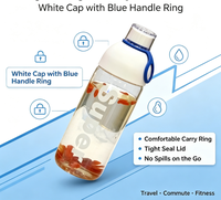 Botol Air Kaca Borosilikat Modern Kapasitas Besar, Mug Perjalanan Custom dengan Tutup Ulir Anti Bocor, Desain Cetak Huruf