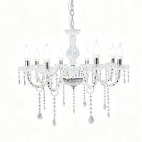 Décorations de plafond pour mariage, lustre en acrylique cristal, 8 têtes, luminaire suspendu LED, argent, or, pour mariage, fête, décoration de salle