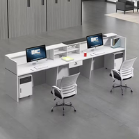 Comptoir de réception moderne personnalisé avec panneau bicolore, comptoir durable pour hall d'entreprise et bâtiment commercial