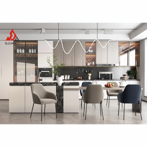 Gabinete moderno de cocina con cesta negra pequeña giratoria de esquina gris acrílica de gama alta - Product Image 1