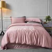 Parure de lit 4 pièces unie en Tencel Lyocell Lenzing 60S, soyeuse et rafraîchissante, avec housse de couette et drap-housse, certifiée OEKO-TEX, vente en gros